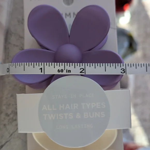 Flower Hair Clips Purple and Cream - Picture 4 of 5